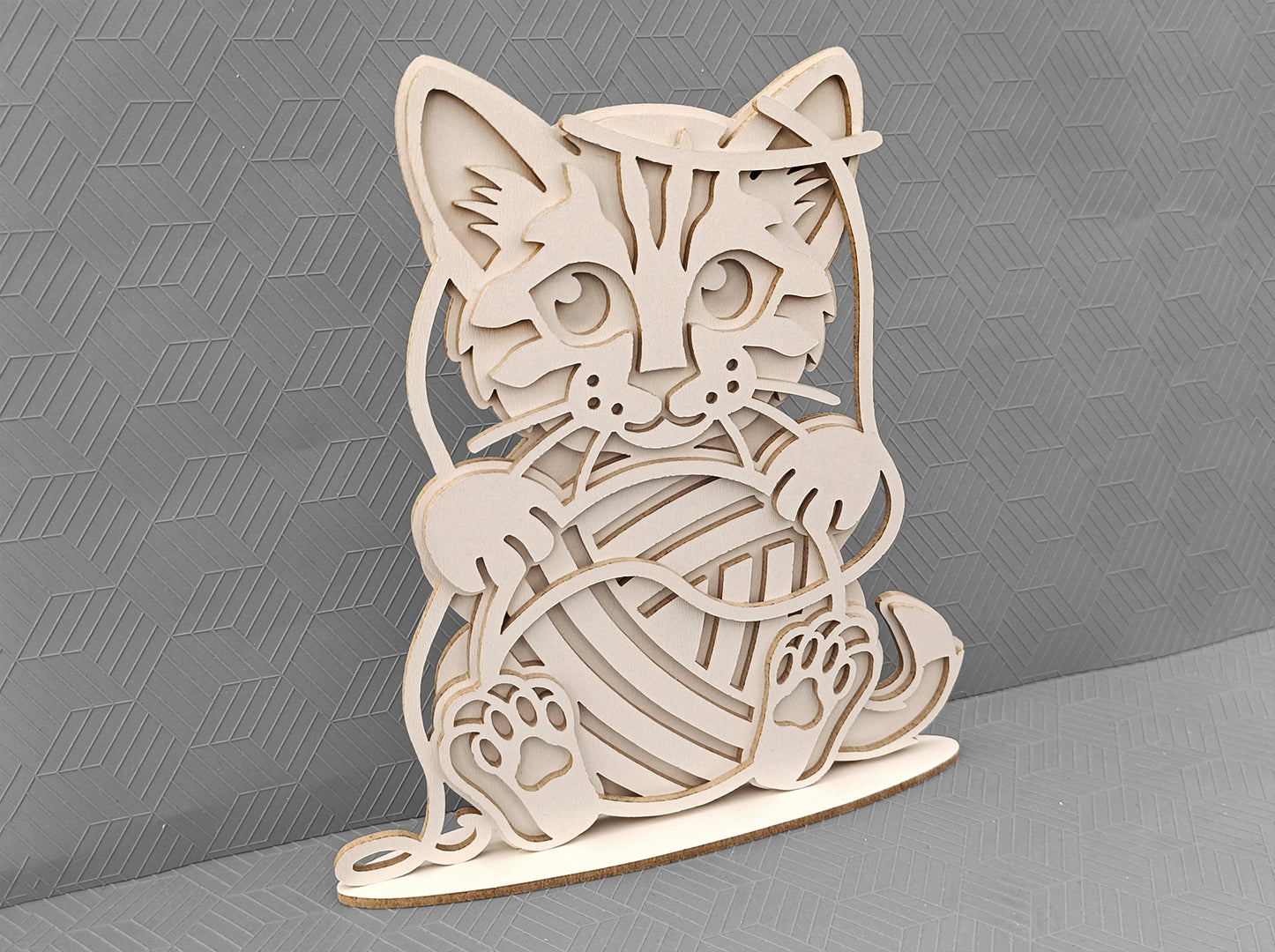 C283-Kitten Layered Scroll Saw Pattern - Alex Fox Patterns