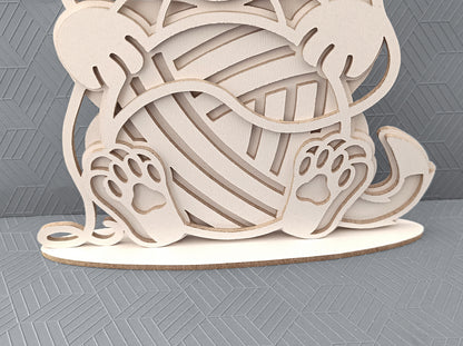 C283-Kitten Layered Scroll Saw Pattern - Alex Fox Patterns
