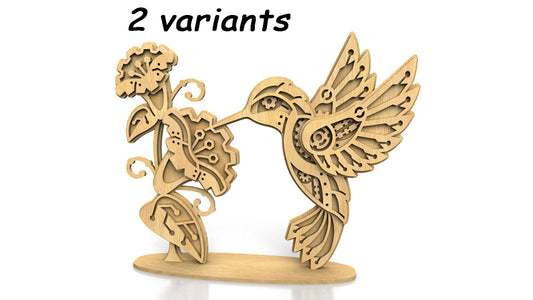 C285-Mechanical Hummingbird Layered Scroll Saw Pattern - Alex Fox Patterns