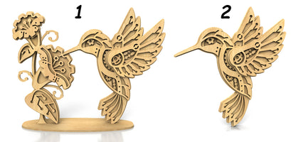 C285-Mechanical Hummingbird Layered Scroll Saw Pattern - Alex Fox Patterns