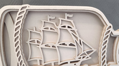 C287-Ship In A Bottle Layered Scroll Saw Pattern - Alex Fox Patterns