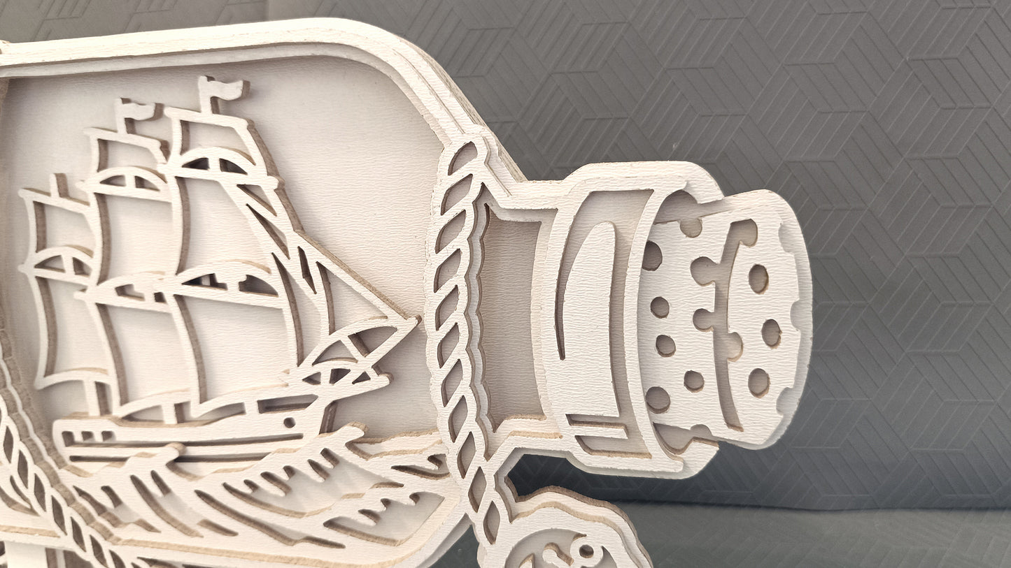 C287-Ship In A Bottle Layered Scroll Saw Pattern - Alex Fox Patterns