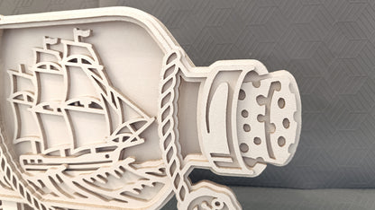 C287-Ship In A Bottle Layered Scroll Saw Pattern - Alex Fox Patterns