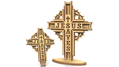 C289-Jesus Saves Layered Scroll Saw Pattern - Alex Fox Patterns
