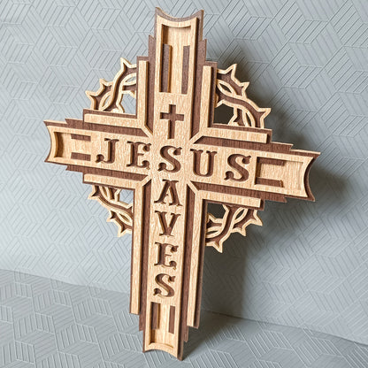C289-Jesus Saves Layered Scroll Saw Pattern - Alex Fox Patterns