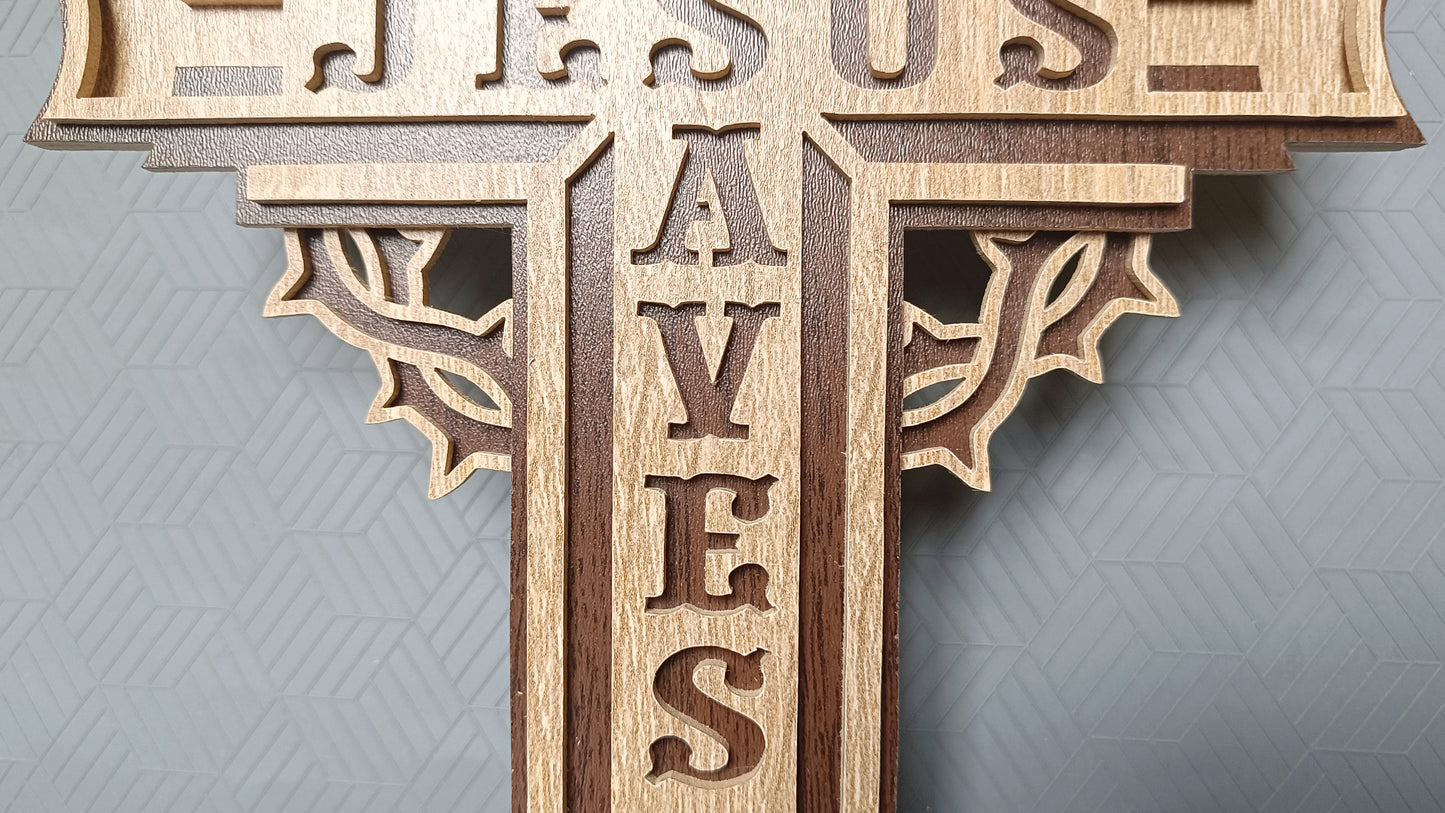 C289-Jesus Saves Layered Scroll Saw Pattern - Alex Fox Patterns