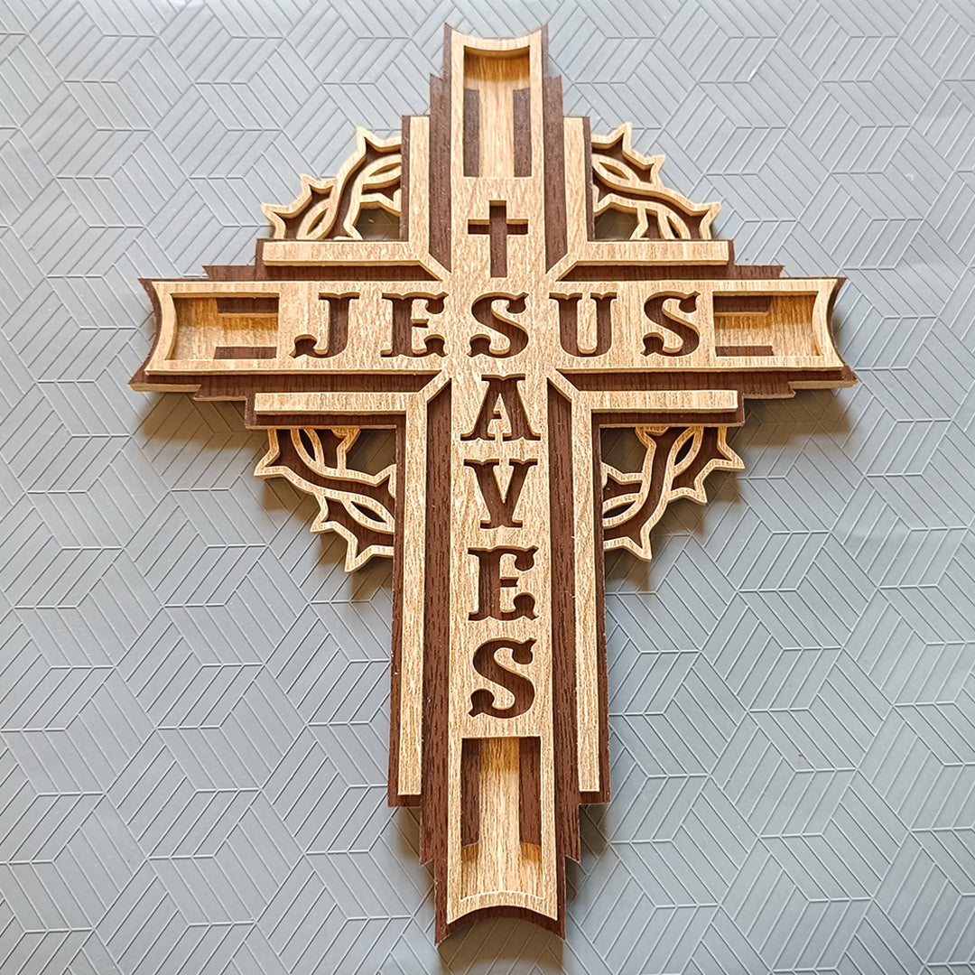 C289-Jesus Saves Layered Scroll Saw Pattern - Alex Fox Patterns