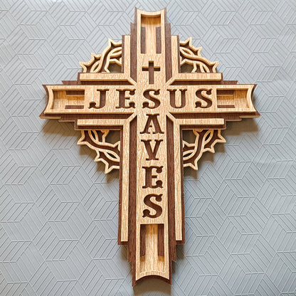 C289-Jesus Saves Layered Scroll Saw Pattern - Alex Fox Patterns