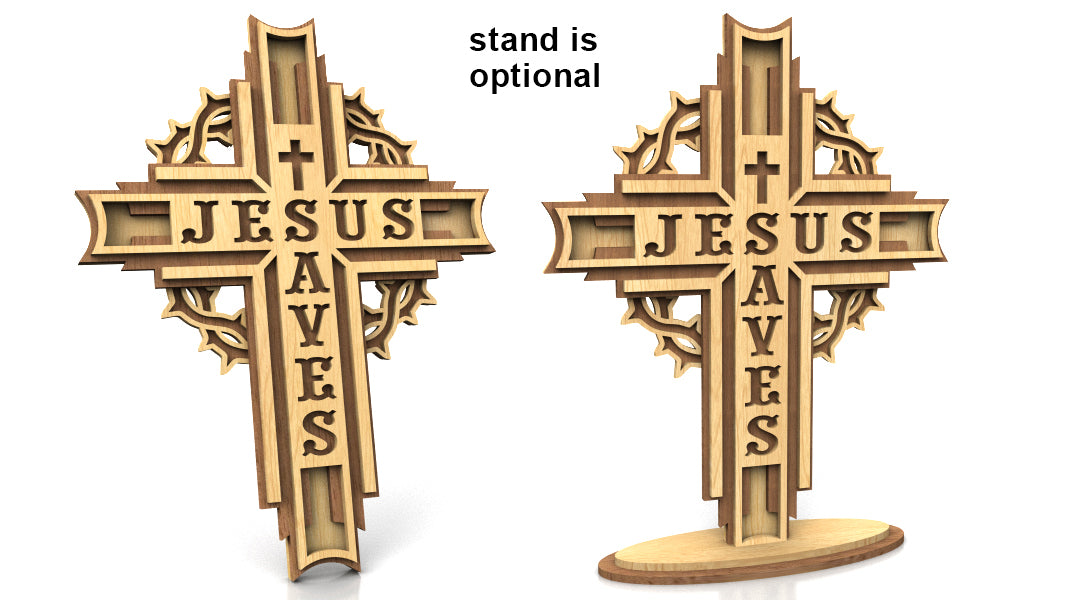 C289-Jesus Saves Layered Scroll Saw Pattern - Alex Fox Patterns