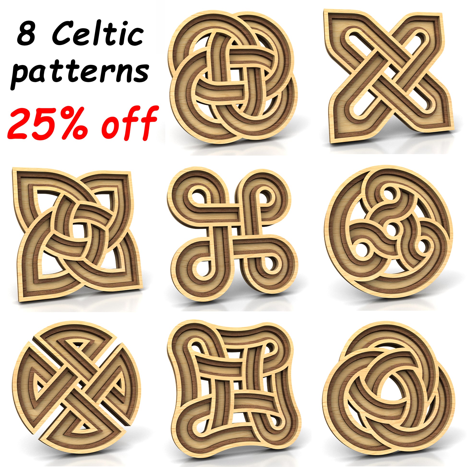C290-Celtic Ornament Set Layered Scroll Saw Patterns - Alex Fox Patterns