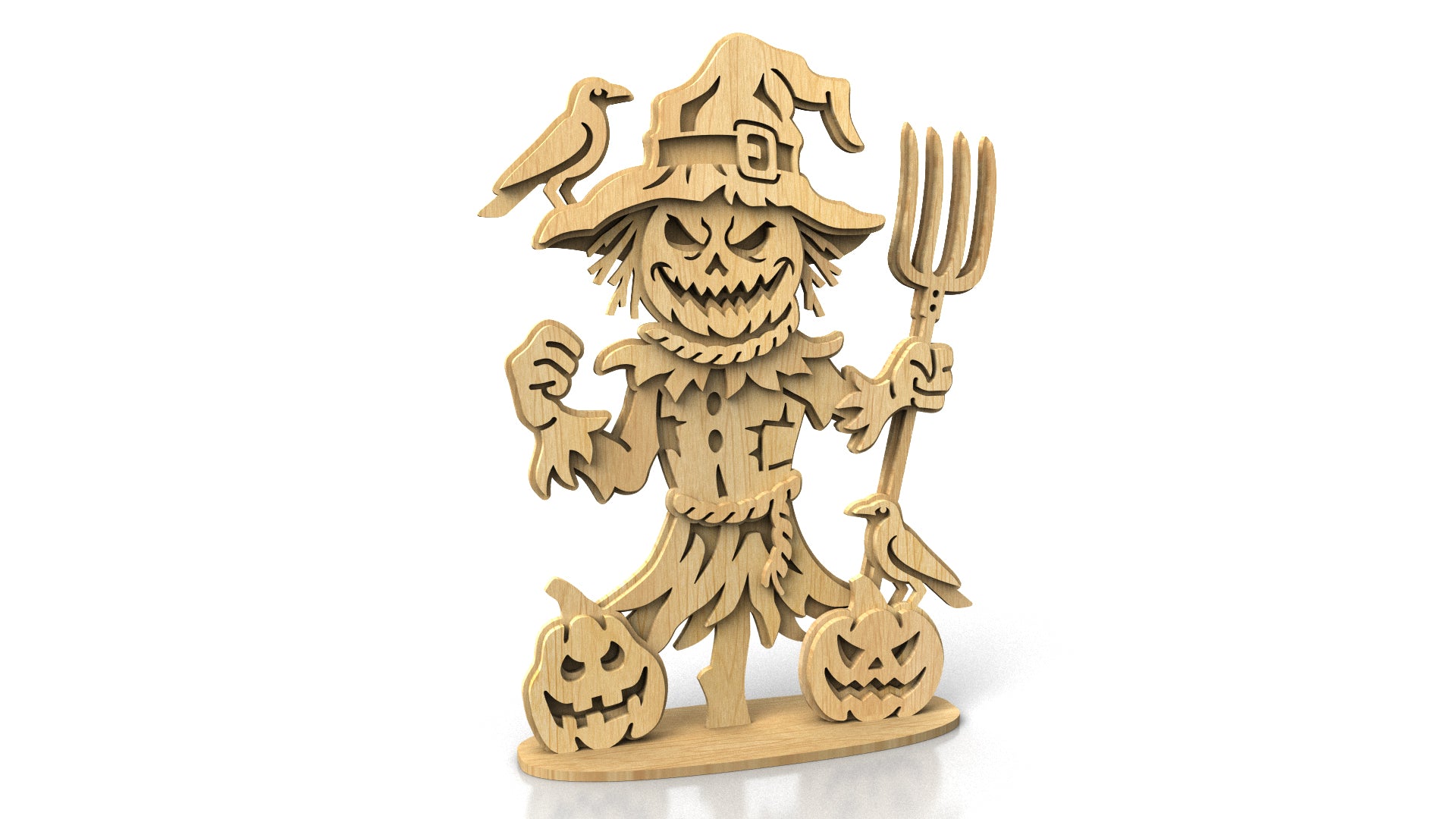 C292-Halloween Scarecrow Layered Scroll Saw Pattern - Alex Fox Patterns