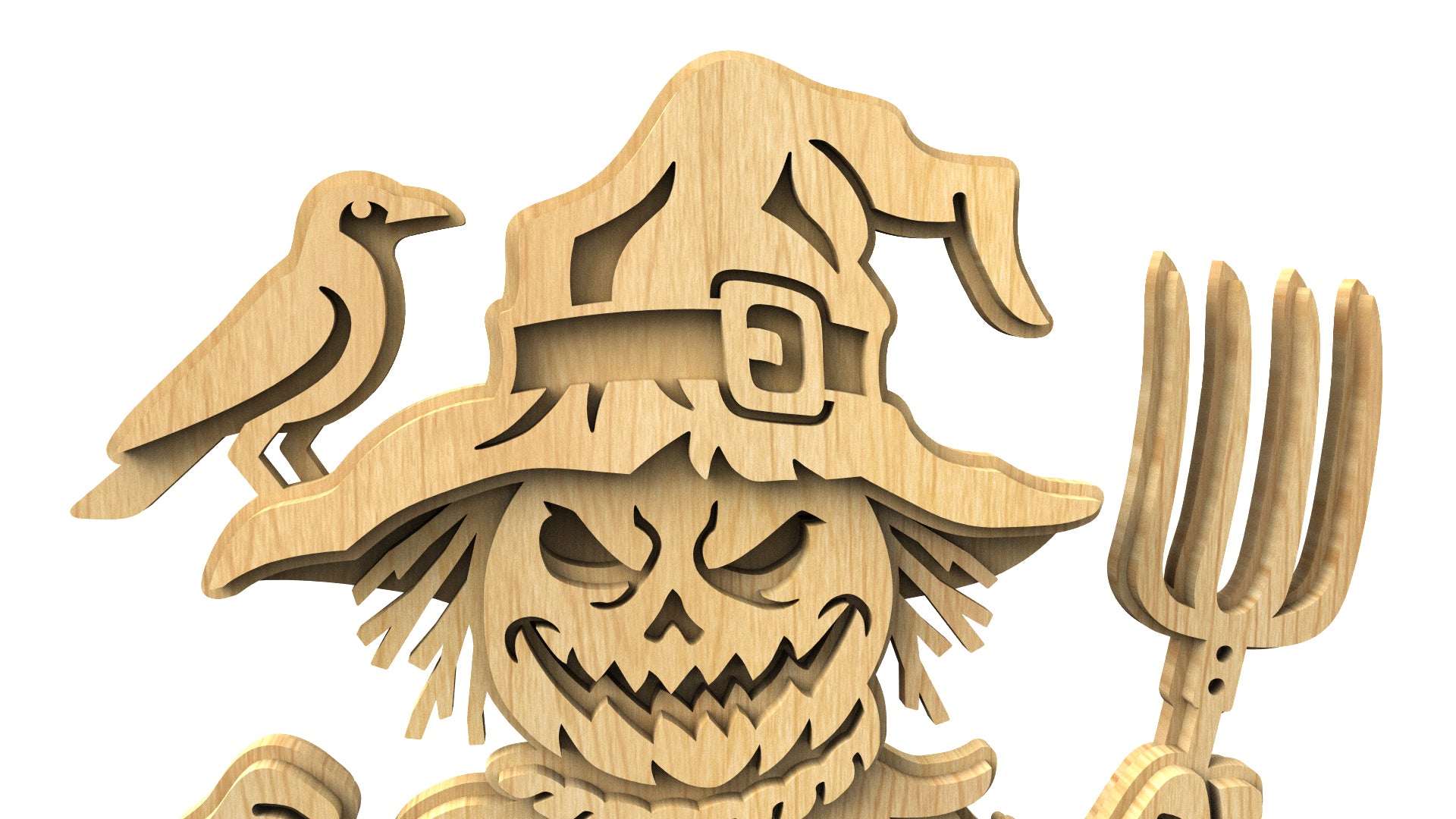 C292-Halloween Scarecrow Layered Scroll Saw Pattern - Alex Fox Patterns