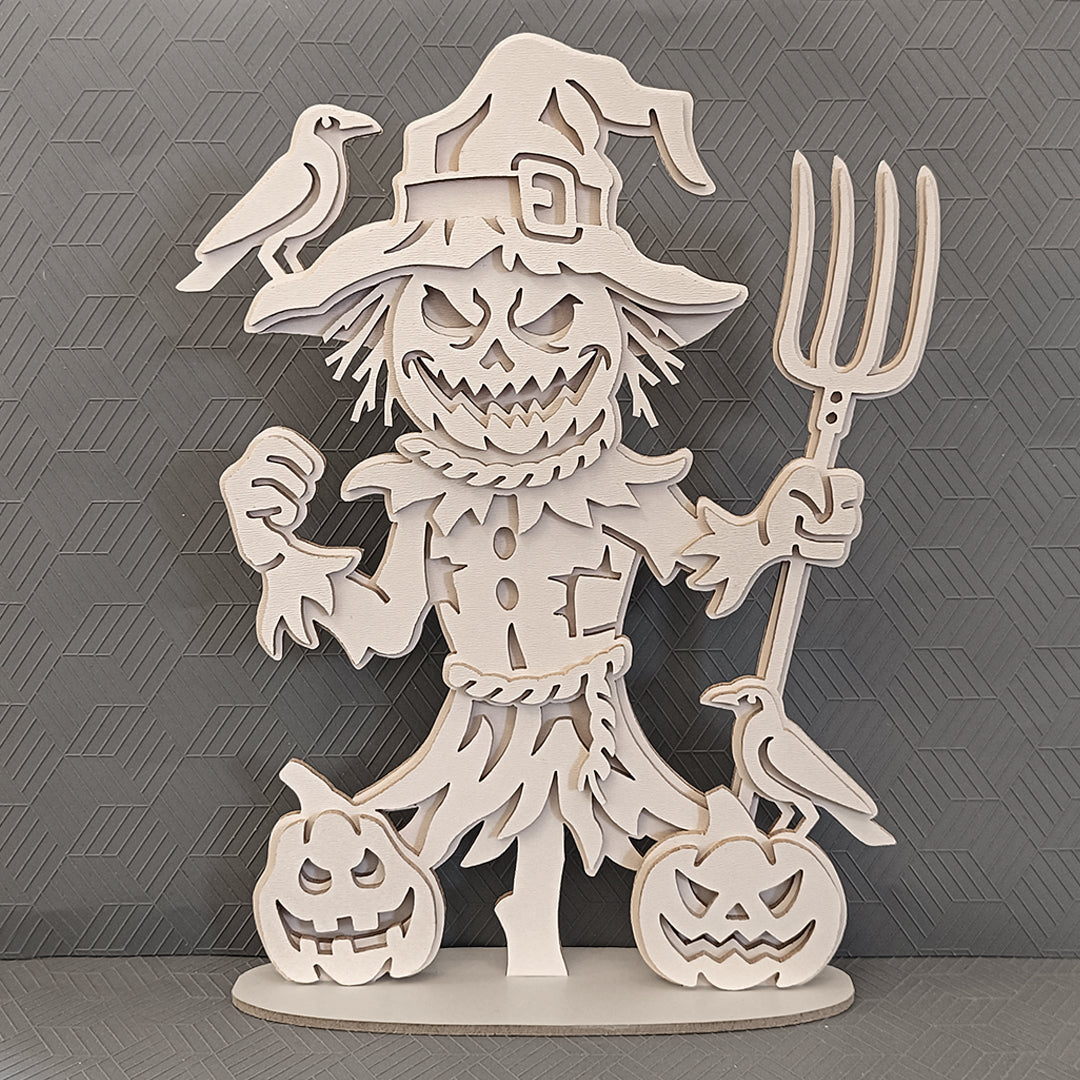 C292-Halloween Scarecrow Layered Scroll Saw Pattern - Alex Fox Patterns