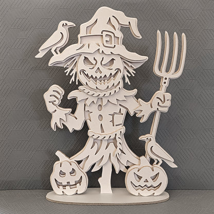 C292-Halloween Scarecrow Layered Scroll Saw Pattern - Alex Fox Patterns