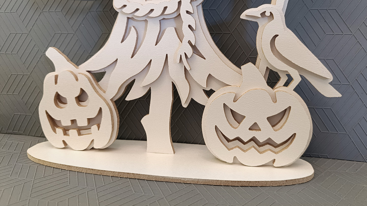 C292-Halloween Scarecrow Layered Scroll Saw Pattern - Alex Fox Patterns