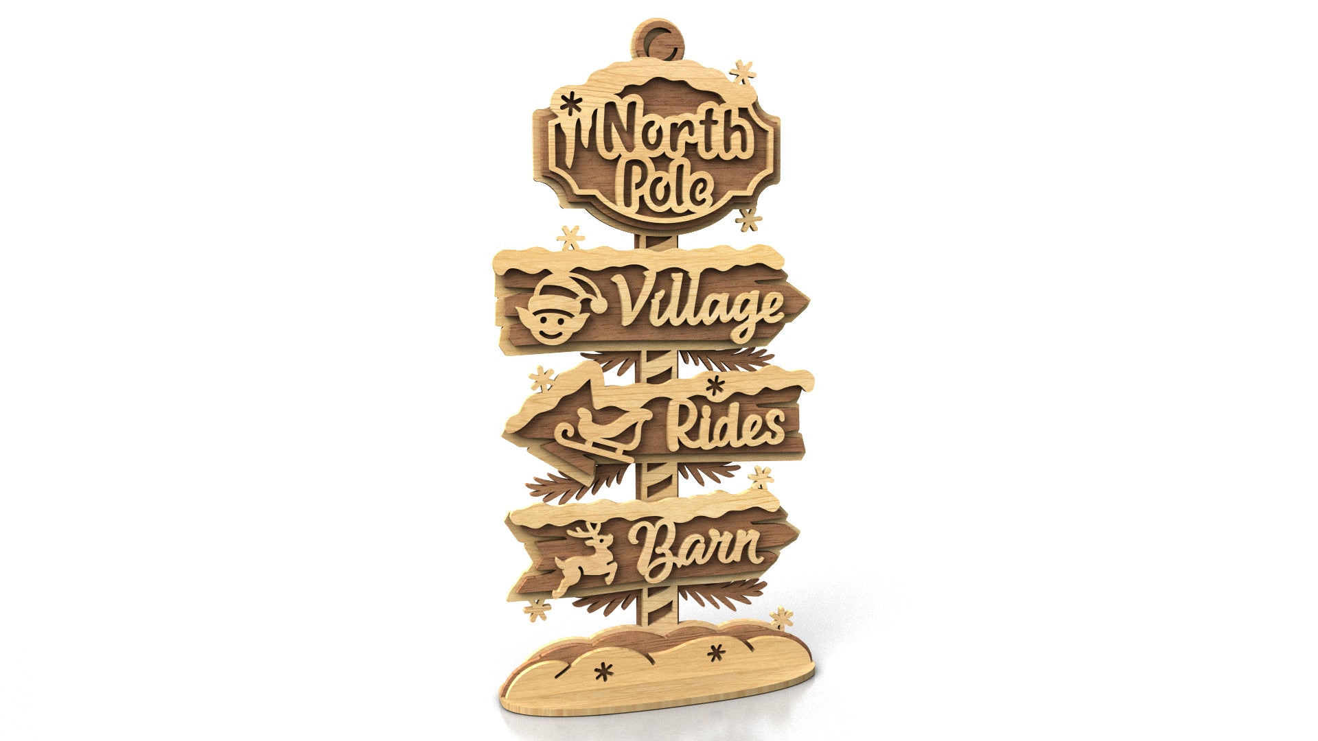 C293-North Pole Sign Layered Scroll Saw Pattern - Alex Fox Patterns