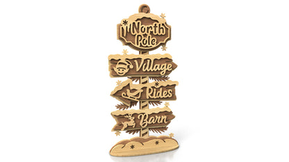 C293-North Pole Sign Layered Scroll Saw Pattern - Alex Fox Patterns