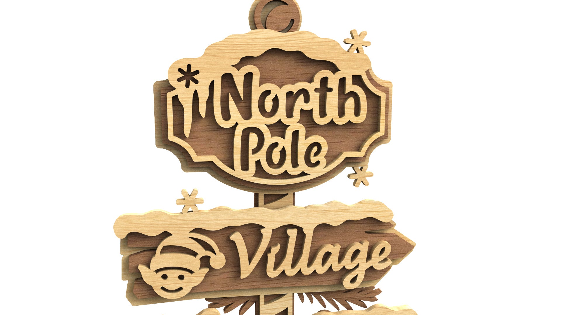 C293-North Pole Sign Layered Scroll Saw Pattern - Alex Fox Patterns
