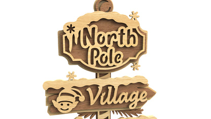 C293-North Pole Sign Layered Scroll Saw Pattern - Alex Fox Patterns