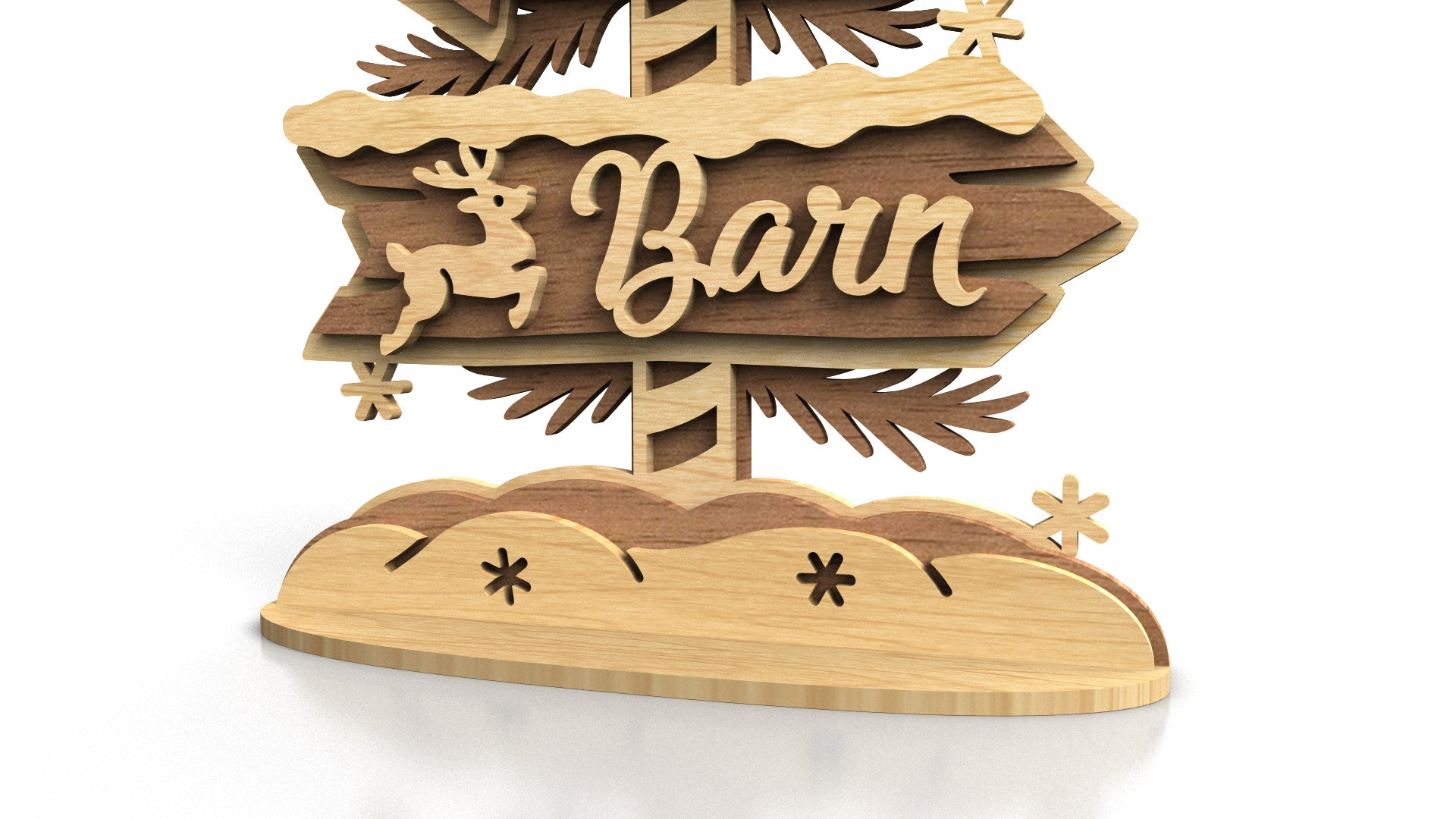 C293-North Pole Sign Layered Scroll Saw Pattern - Alex Fox Patterns