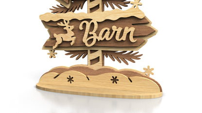 C293-North Pole Sign Layered Scroll Saw Pattern - Alex Fox Patterns