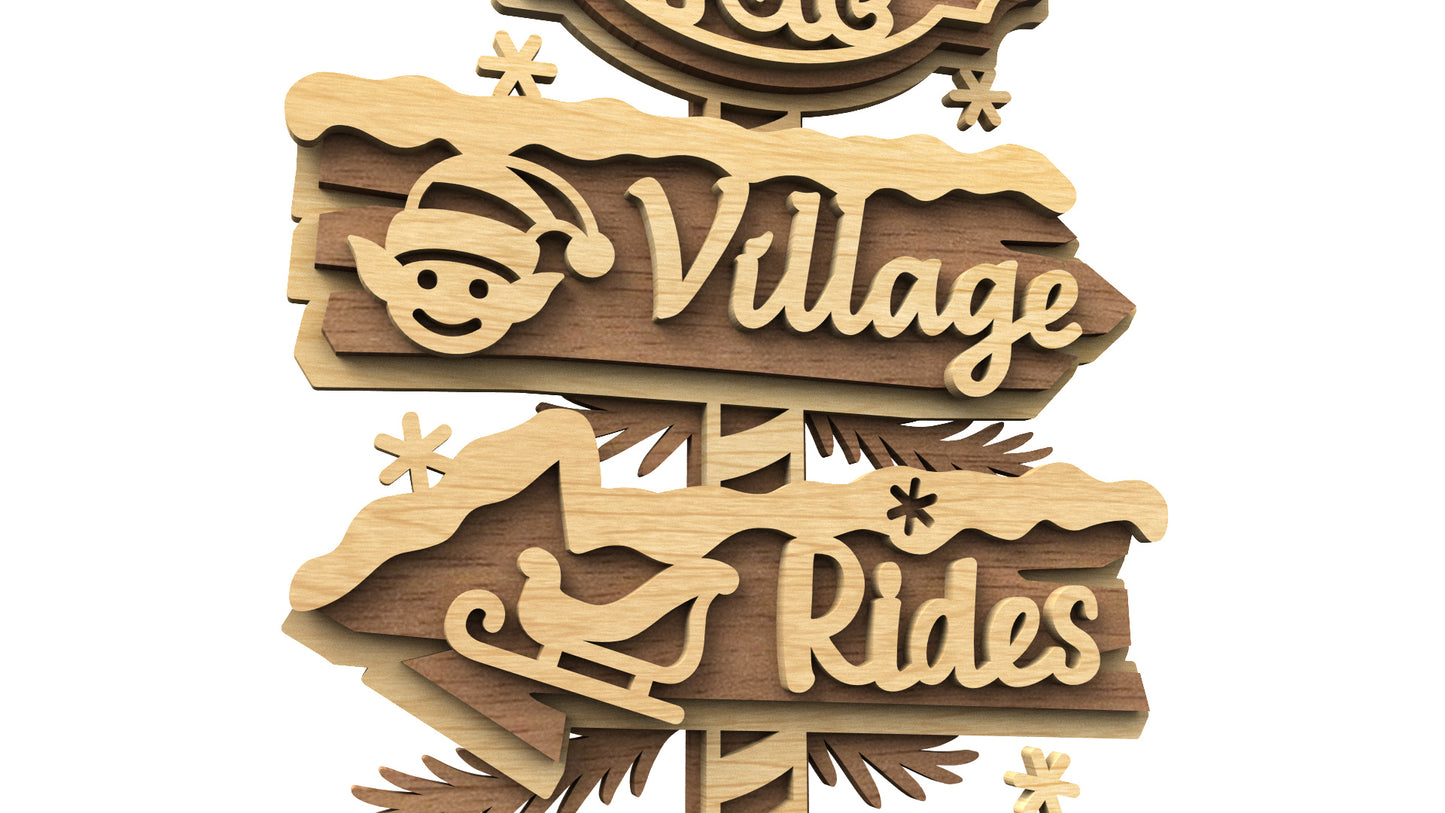 C293-North Pole Sign Layered Scroll Saw Pattern - Alex Fox Patterns