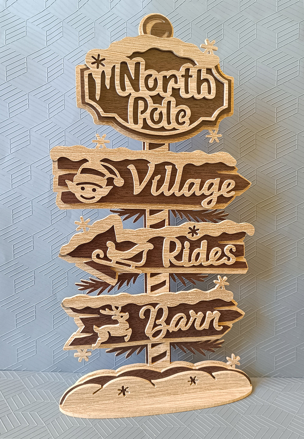 C293-North Pole Sign Layered Scroll Saw Pattern - Alex Fox Patterns