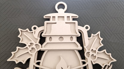 C294-Christmas Lantern Layered Scroll Saw Pattern - Alex Fox Patterns