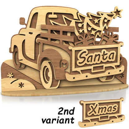 C295-Christmas Truck Layered Scroll Saw Pattern - Alex Fox Patterns
