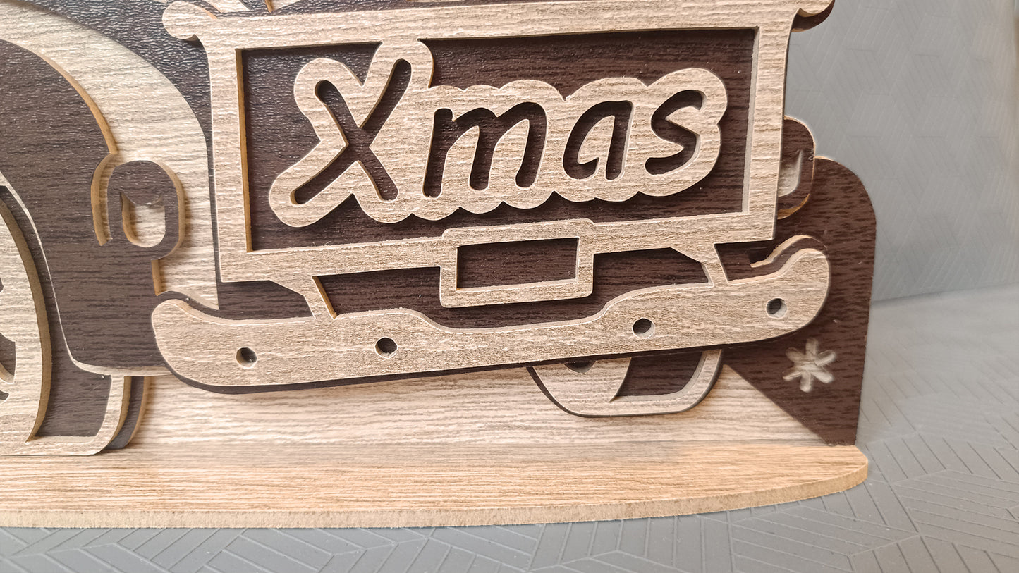 C295-Christmas Truck Layered Scroll Saw Pattern - Alex Fox Patterns