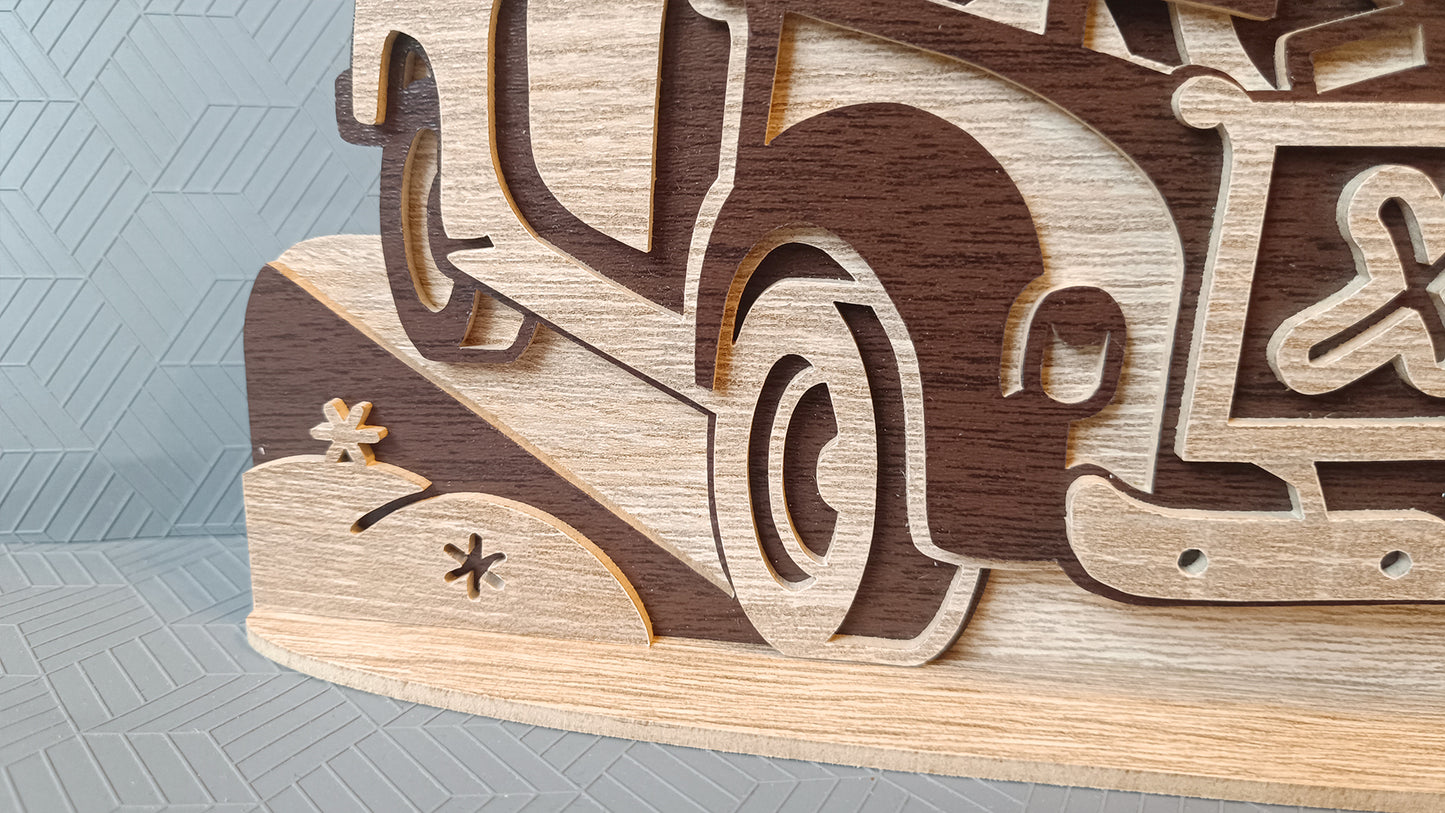 C295-Christmas Truck Layered Scroll Saw Pattern - Alex Fox Patterns