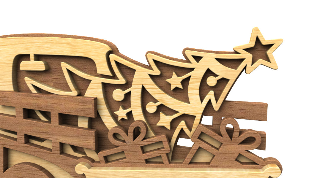 C295-Christmas Truck Layered Scroll Saw Pattern - Alex Fox Patterns