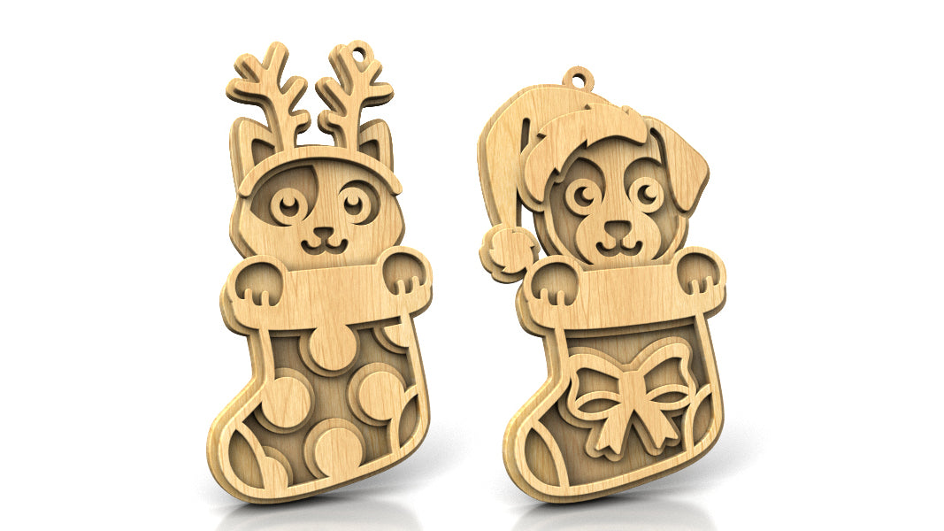C296-Christmas Animals Set Layered Scroll Saw Patterns - Alex Fox Patterns