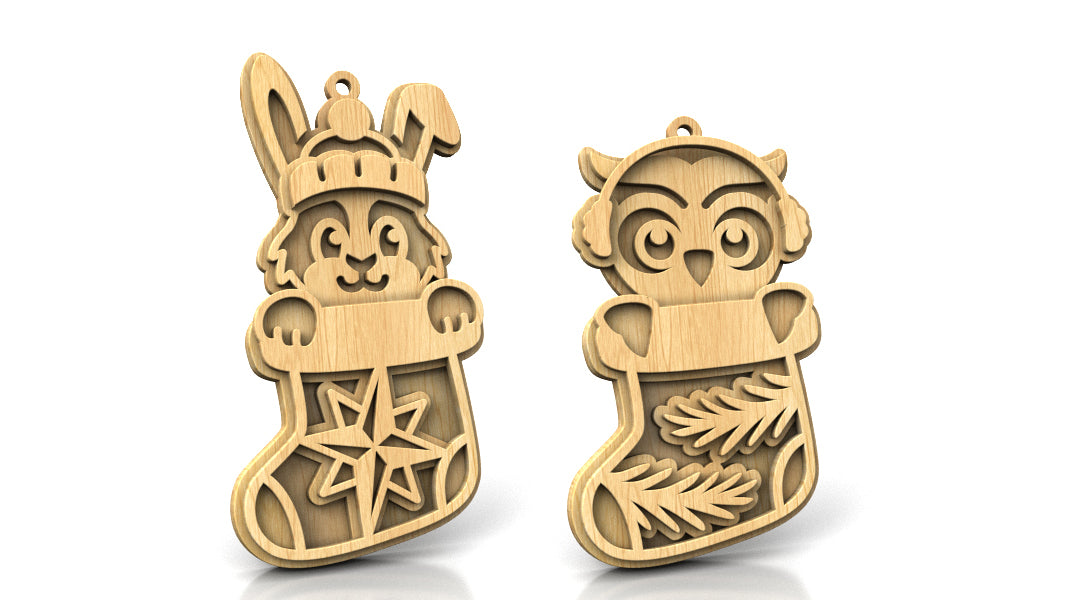C296-Christmas Animals Set Layered Scroll Saw Patterns - Alex Fox Patterns
