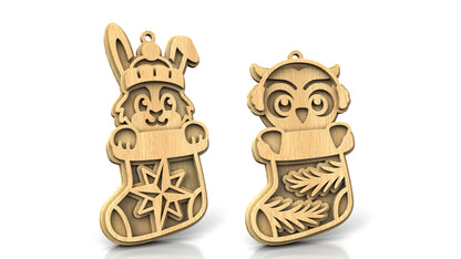 C296-Christmas Animals Set Layered Scroll Saw Patterns - Alex Fox Patterns