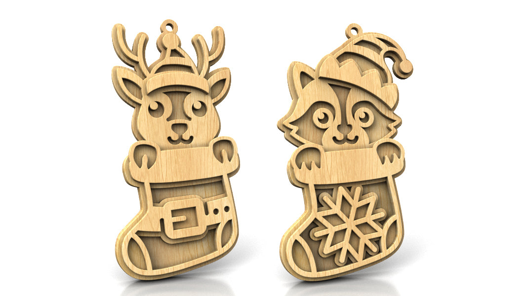 C296-Christmas Animals Set Layered Scroll Saw Patterns - Alex Fox Patterns