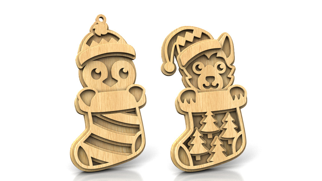 C296-Christmas Animals Set Layered Scroll Saw Patterns - Alex Fox Patterns