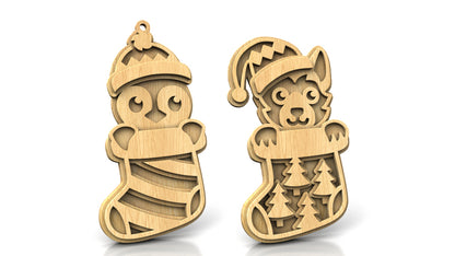 C296-Christmas Animals Set Layered Scroll Saw Patterns - Alex Fox Patterns