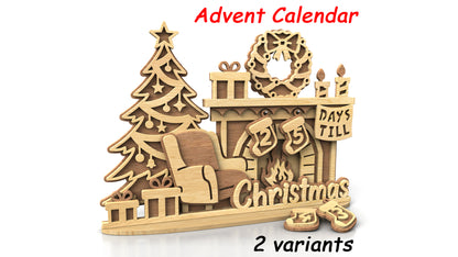 C297-Christmas Fireplace Layered Scroll Saw Pattern - Alex Fox Patterns