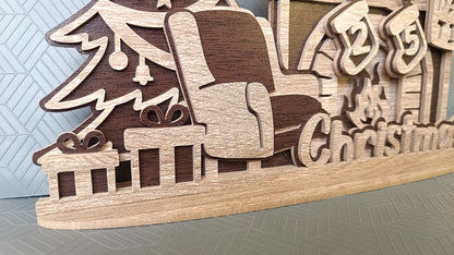 C297-Christmas Fireplace Layered Scroll Saw Pattern - Alex Fox Patterns