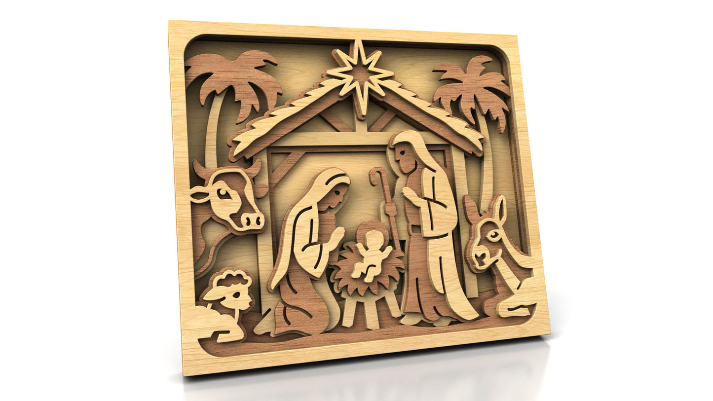 C298-Nativity Scene Layered Scroll Saw Pattern - Alex Fox Patterns