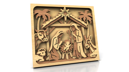 C298-Nativity Scene Layered Scroll Saw Pattern - Alex Fox Patterns
