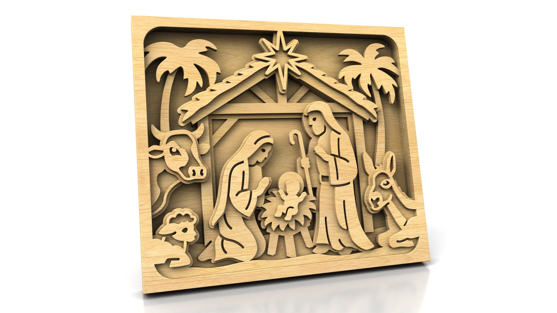C298-Nativity Scene Layered Scroll Saw Pattern - Alex Fox Patterns