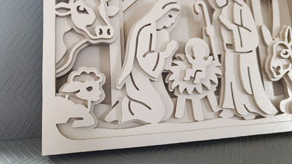 C298-Nativity Scene Layered Scroll Saw Pattern - Alex Fox Patterns