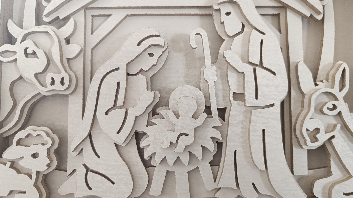 C298-Nativity Scene Layered Scroll Saw Pattern - Alex Fox Patterns