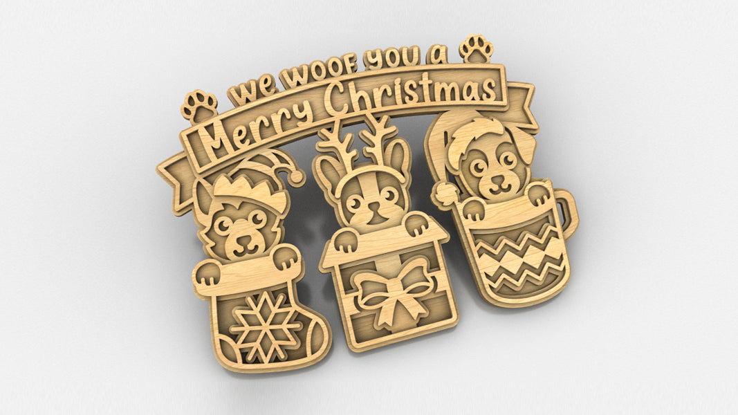 C299-Merry Christmas Layered Scroll Saw Pattern - Alex Fox Patterns