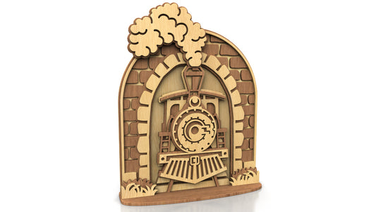 C302-Steam Train Layered Scroll Saw Pattern - Alex Fox Patterns