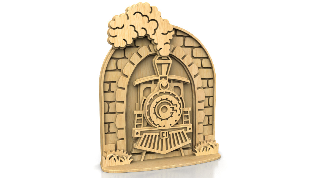 C302-Steam Train Layered Scroll Saw Pattern - Alex Fox Patterns