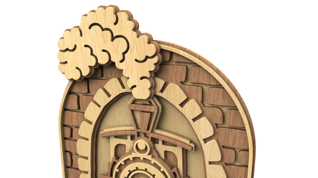 C302-Steam Train Layered Scroll Saw Pattern - Alex Fox Patterns