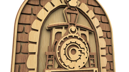C302-Steam Train Layered Scroll Saw Pattern - Alex Fox Patterns